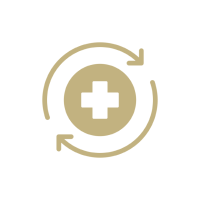 Circular icon with cross and arrows.