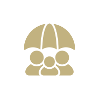 Family under umbrella icon for protection.