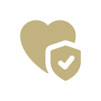 Heart with a shield and checkmark icon.