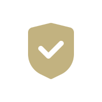 Shield with checkmark icon on white background.